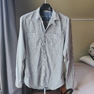 Gap 100% Cotton Button Down XL Striped Grey